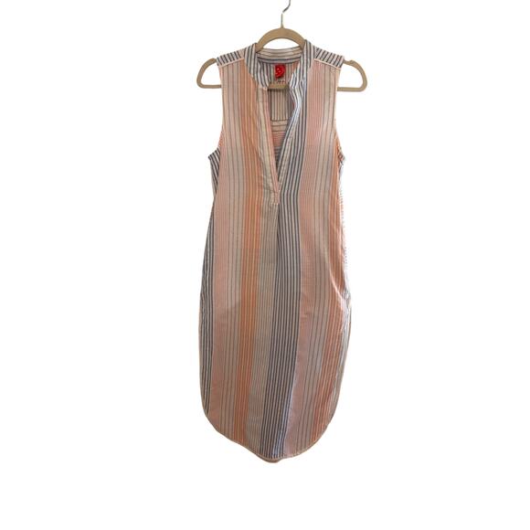 Red Carter Tops - Red Carter Size XS Striped Long tunic top dress 100% Cotton Sleeveless Duster